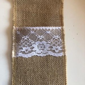 NEW BURLAP & LACE POCKET UTENSIL HOLDERS - 50